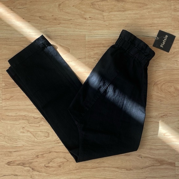 PIETSIE Drop Crotch Paper Bag Uzes Pant Black Harem Slouchy Slim Leg Crop XS - Picture 2 of 8